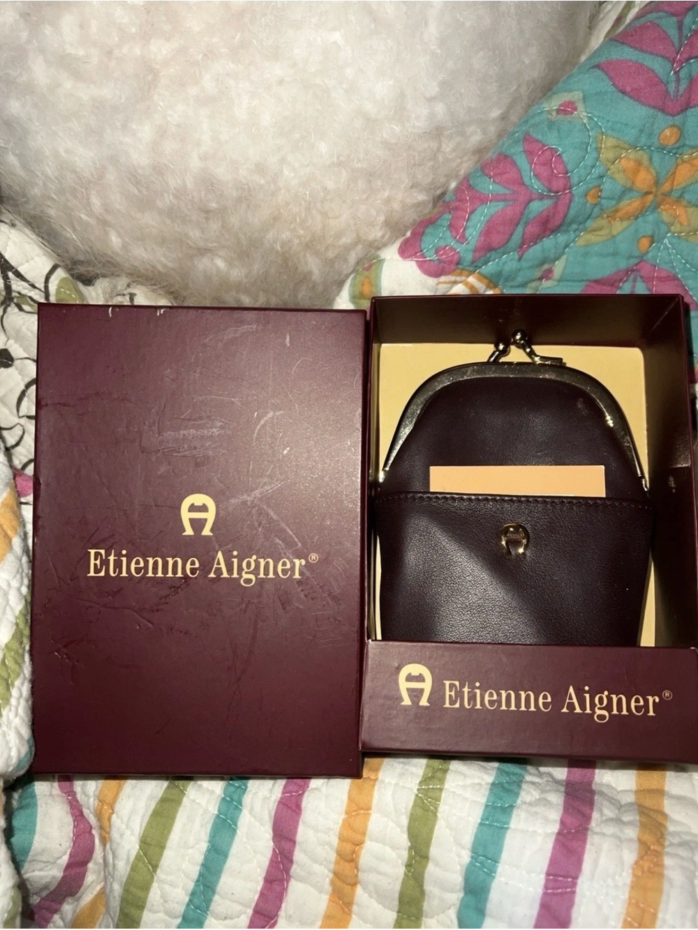 RARE Vintage Etienne Aigner Burgundy Leather Cigarette Case w/ Box & Tags - Picture 2 of 7